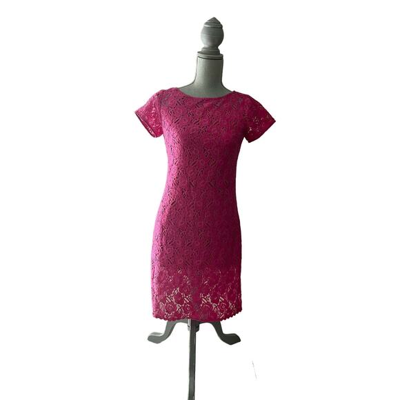 Pink Lace Floral Dress With Removable Layer Size Small - Picture 2 of 10